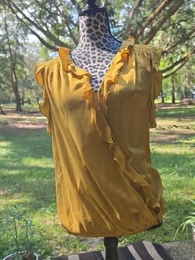 Ruffled Wrap Camisole in Mustard Yellow